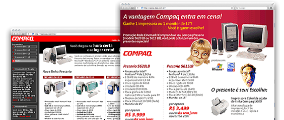 Ações promocionais Compaq Store